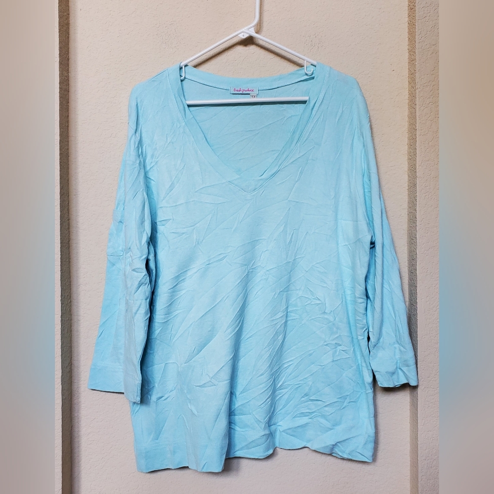 Fresh Produce V Neck Sleeved Tee.  Size 1x